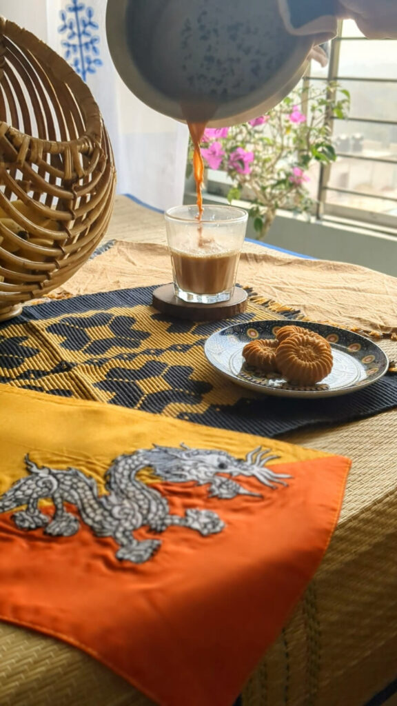 Bhutanese Suja Butter Tea being poured