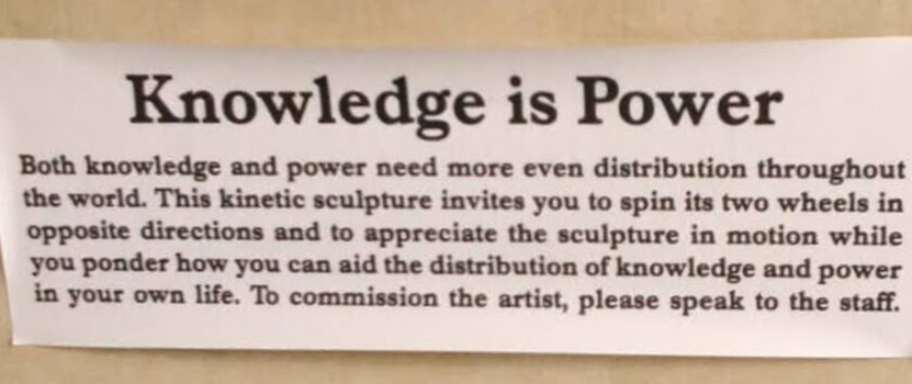 Knowledge is Power caption under Best Exotic sculpture